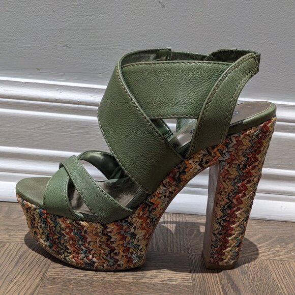 Charles by Charles David Green Platform Sandals Shoes & Matching Clutch Set - Picture 14 of 14